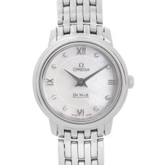 Omega DeVille Prestige Steel MOP Diamond Dial Ladies Watch 424.10.24.60.55.001