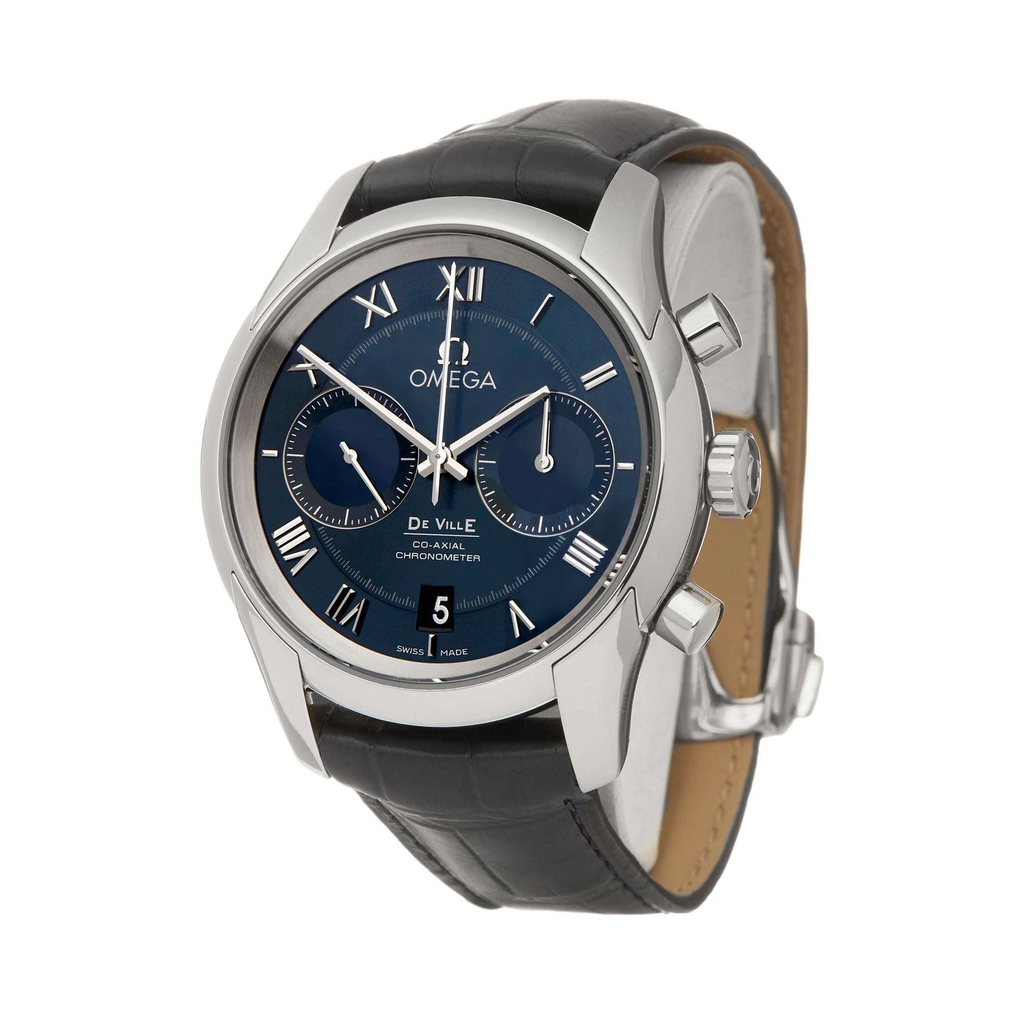 Reference: W5821
Brand: Omega
Model: DeVille
Model Reference: 431.13.42.51.03.001
Age: Circa 2010's
Gender: Men's
Box and Papers:Box Only
Dial: Blue Roman
Glass: Sapphire Crystal
Movement: Automatic
Water Resistance: To Manufacturers