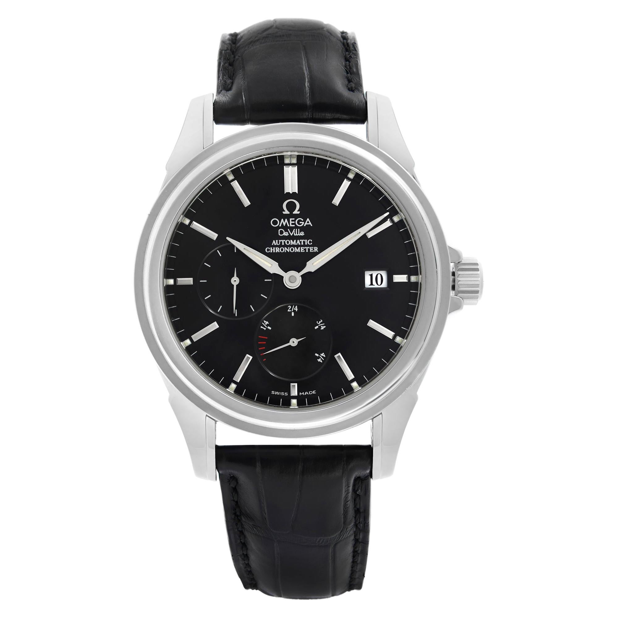 Omega DeVille Stainless Steel Leather Black Dial Automatic Mens Watch 4832.50.31