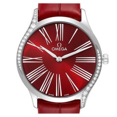 Omega DeVille Tresor Diamond Red Dial Ladies Watch 428.18.36.60.11.002 Box Card