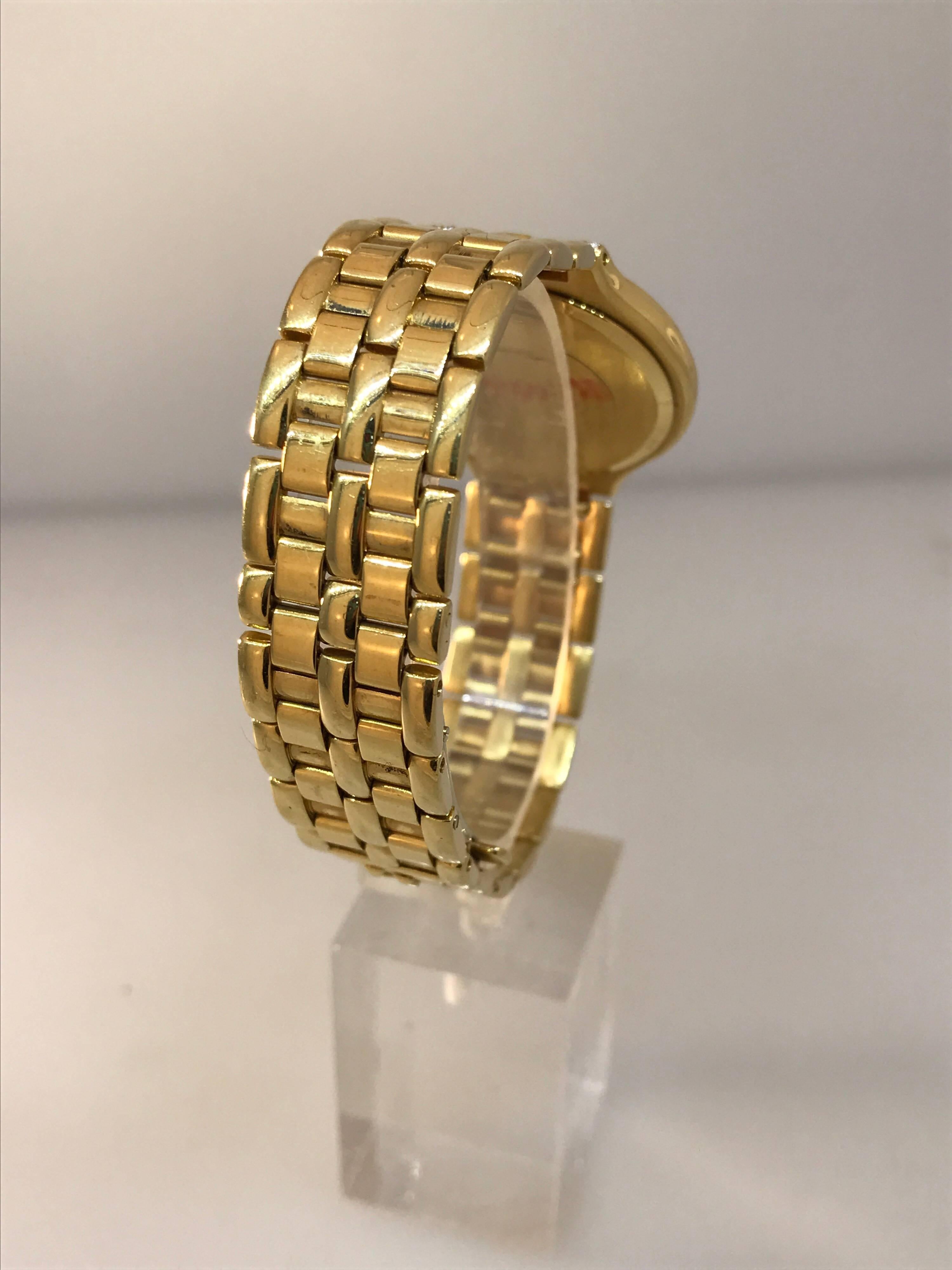 Omega Deville Yellow Gold and Diamond Date Display Bracelet Lady's Watch For Sale 1