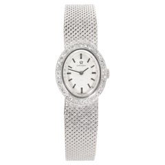 Omega Diamond Halo 18k White Gold Women's Wristwatch