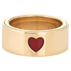 Omega Diamond Motion Ring Vintage 18k Gold Heart Band Spinning