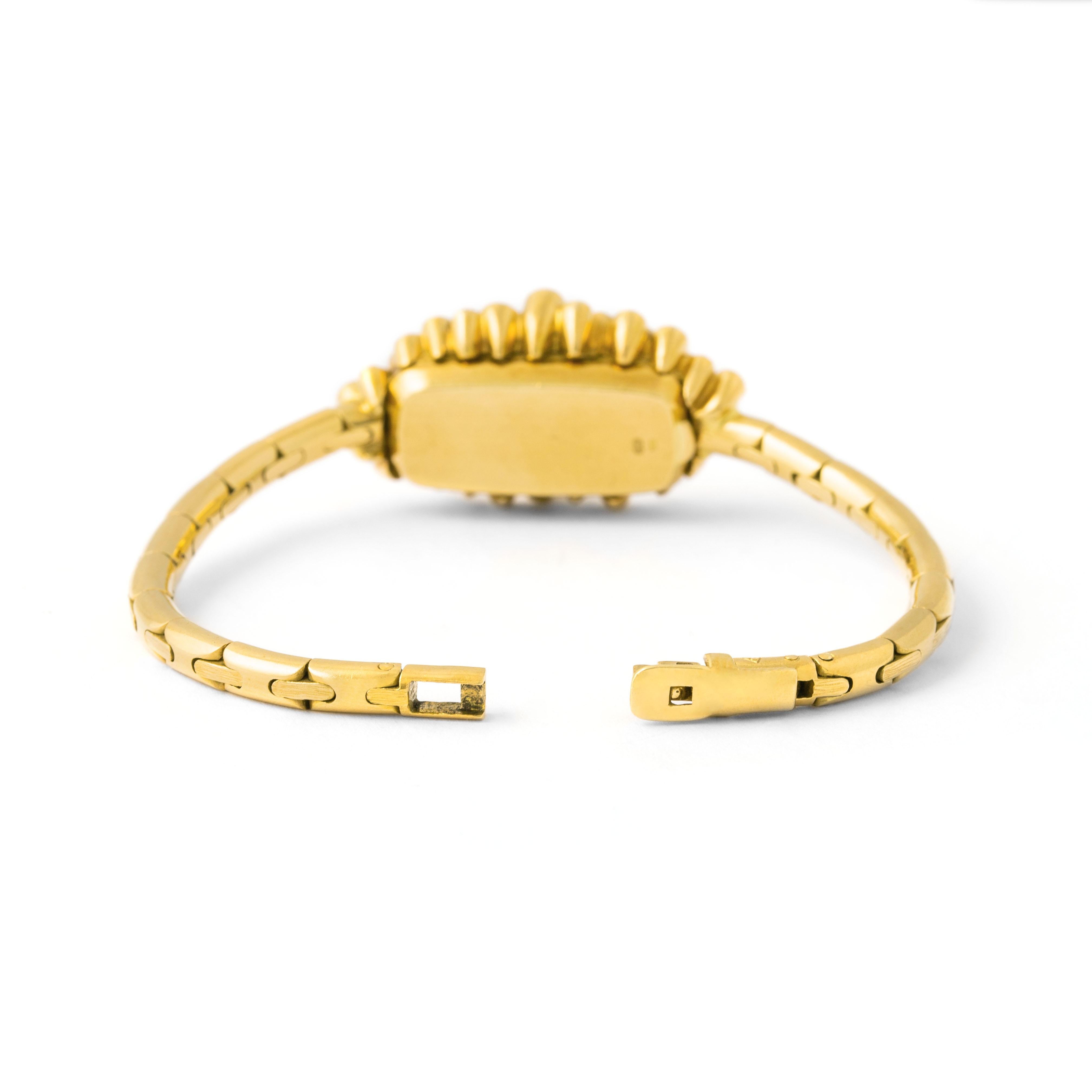 Omega Diamond Yellow Gold 18K Orologio da polso unico 1970S in vendita 4