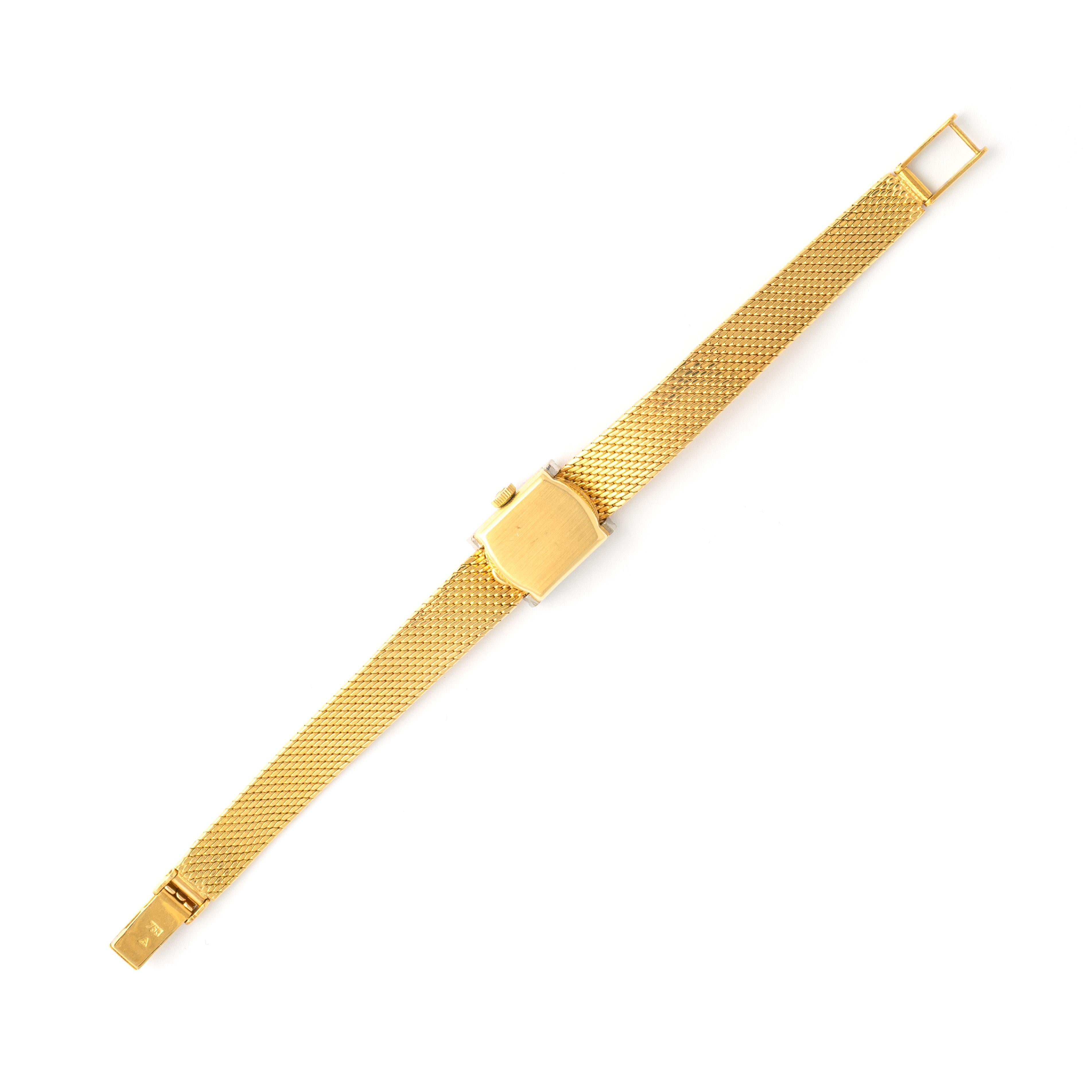 Taille ronde Montre-bracelet Omega en or jaune 18K avec diamants 1970S en vente