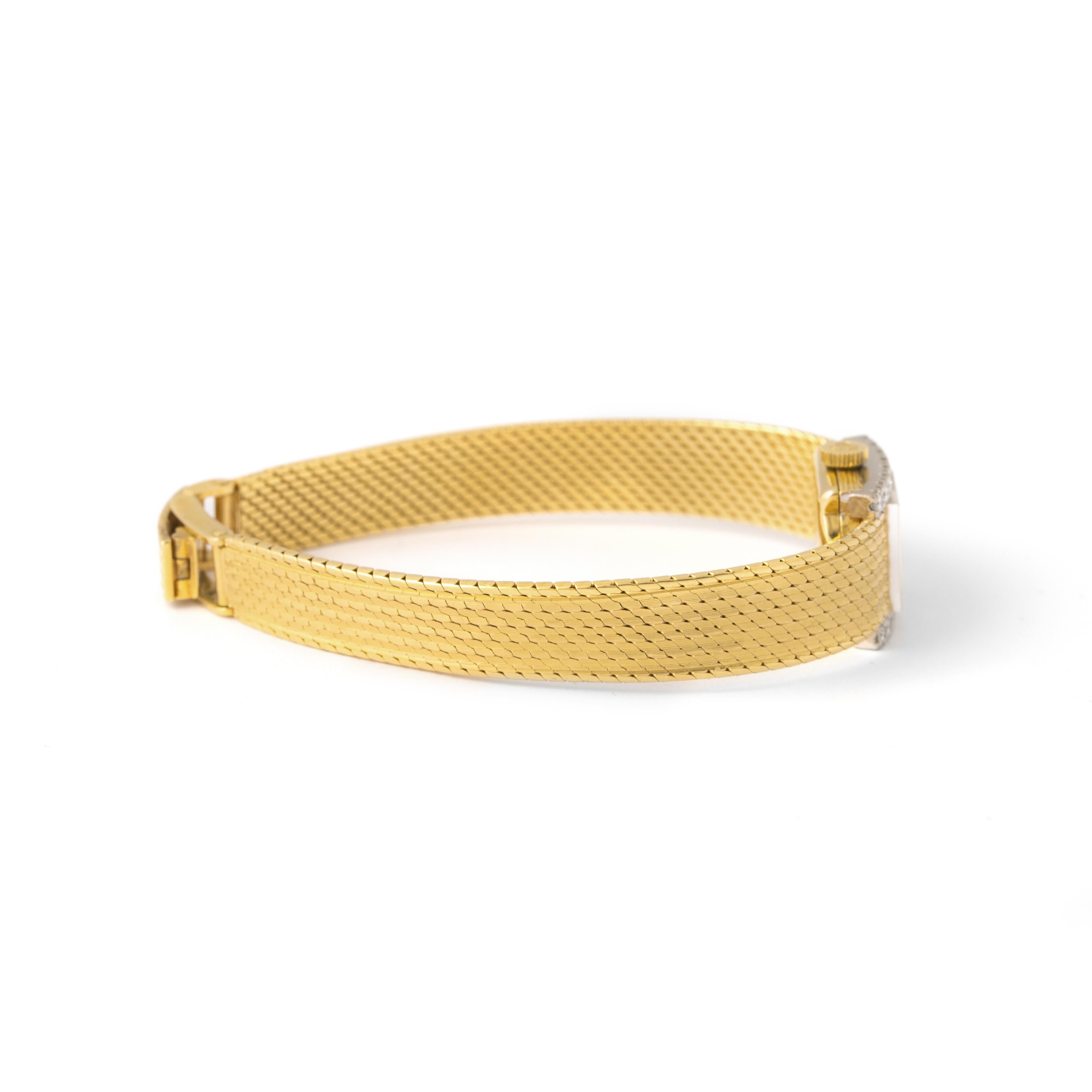 Montre-bracelet Omega en or jaune 18K avec diamants 1970S Unisexe en vente