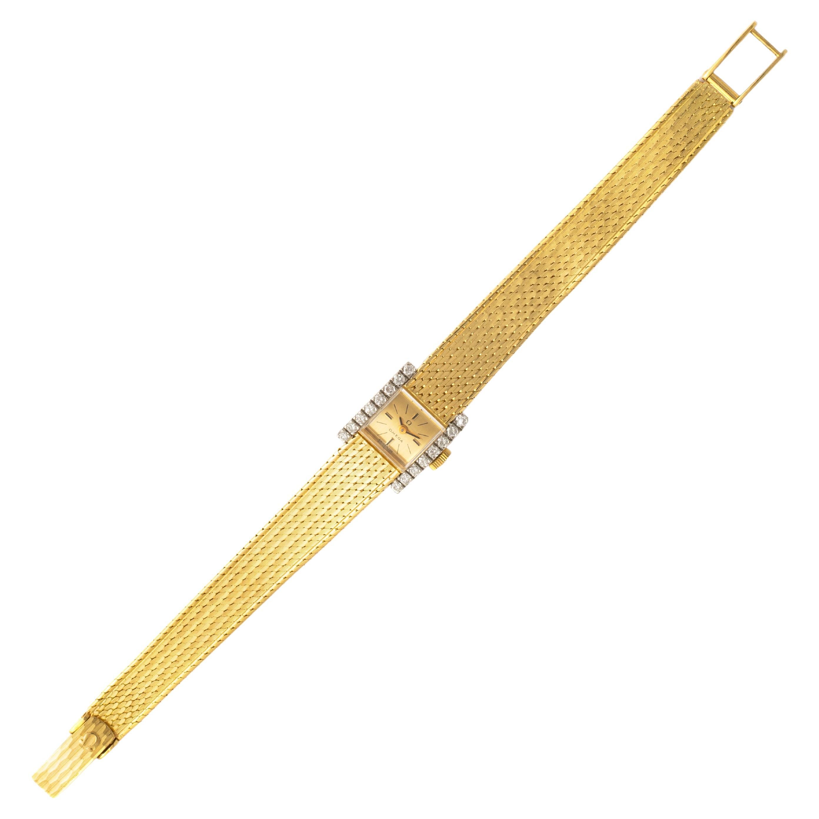 Omega Diamond Yellow Gold 18K Wristwatch 1970S