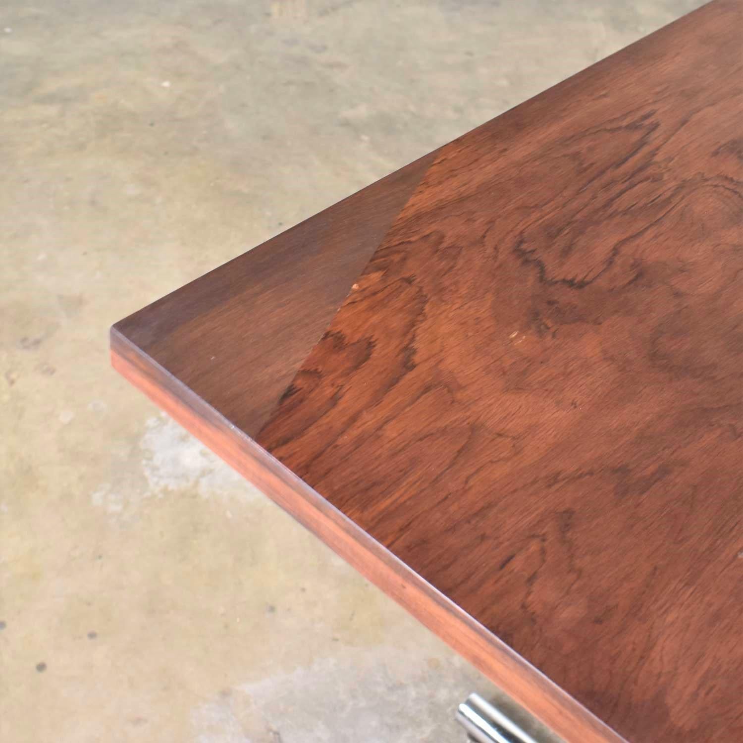 Omega Dining Table in Rosewood and Chrome Attributed to Hans Eichenberger 4