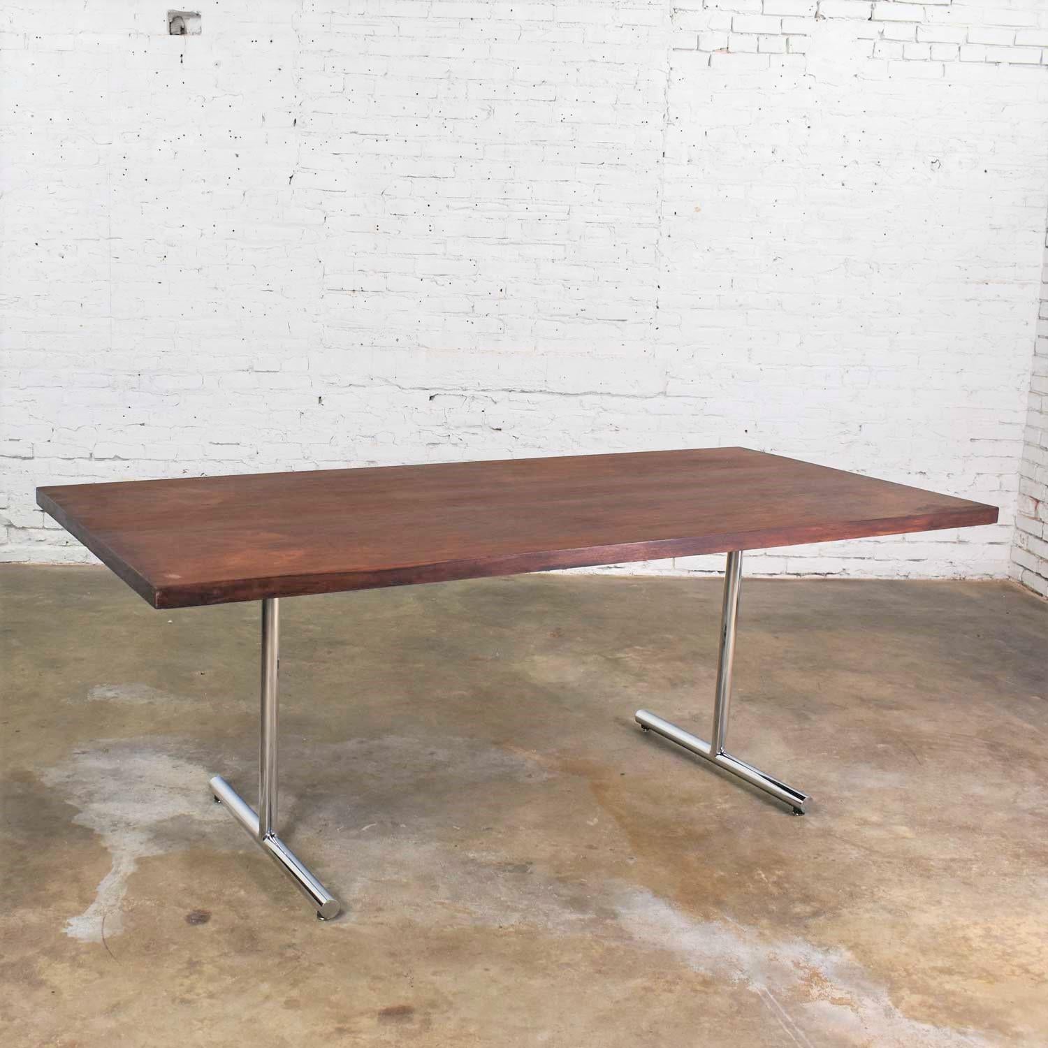 Swiss Omega Dining Table in Rosewood and Chrome Attributed to Hans Eichenberger