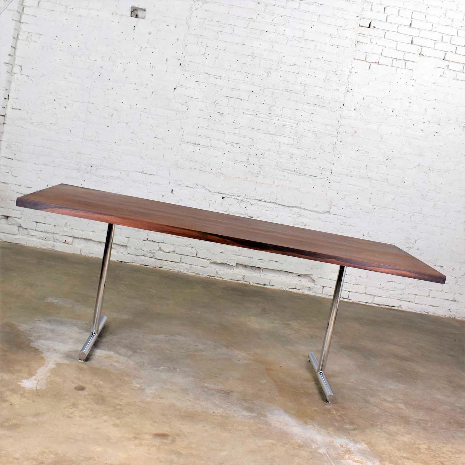 20th Century Omega Dining Table in Rosewood and Chrome Attributed to Hans Eichenberger