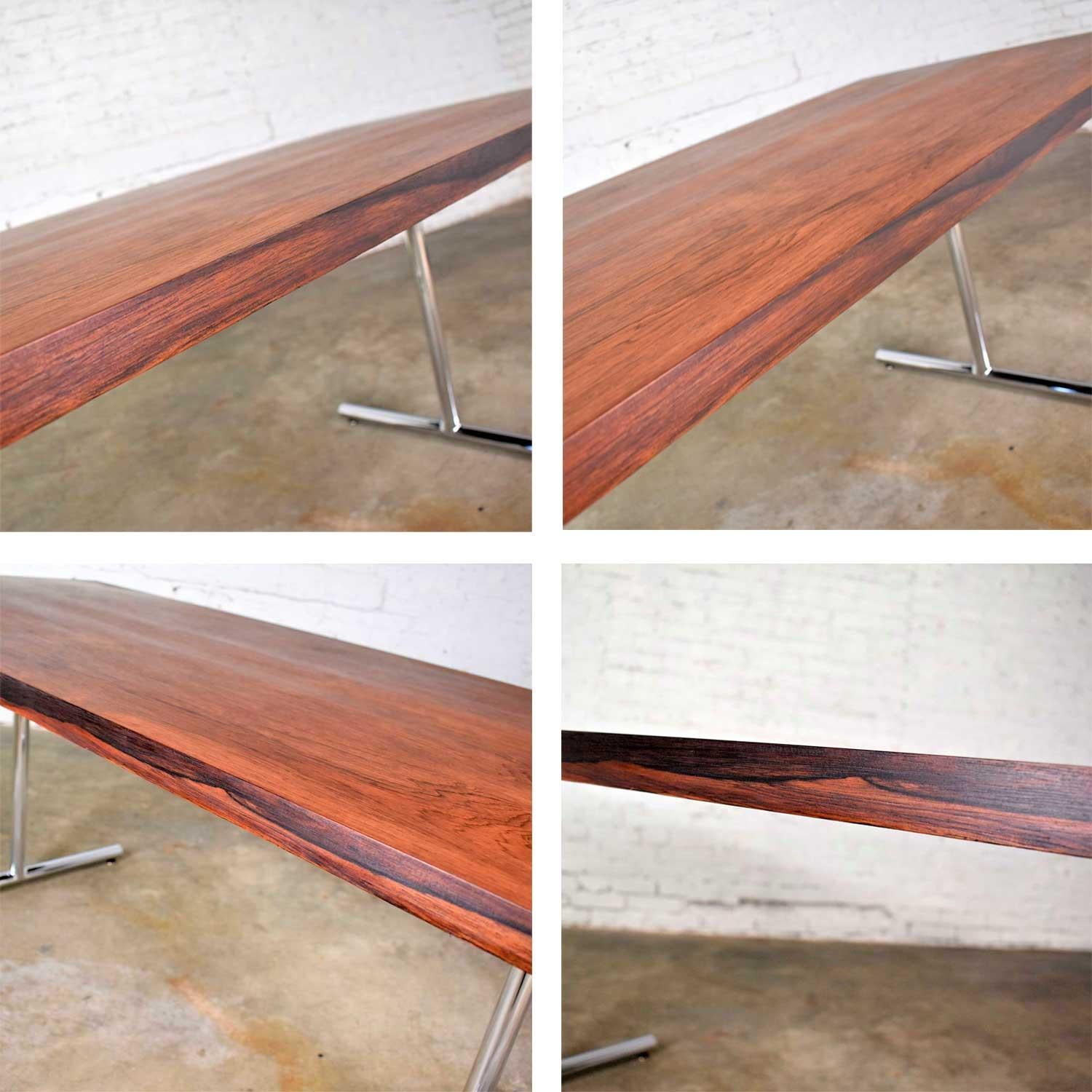 Omega Dining Table in Rosewood and Chrome Attributed to Hans Eichenberger 1