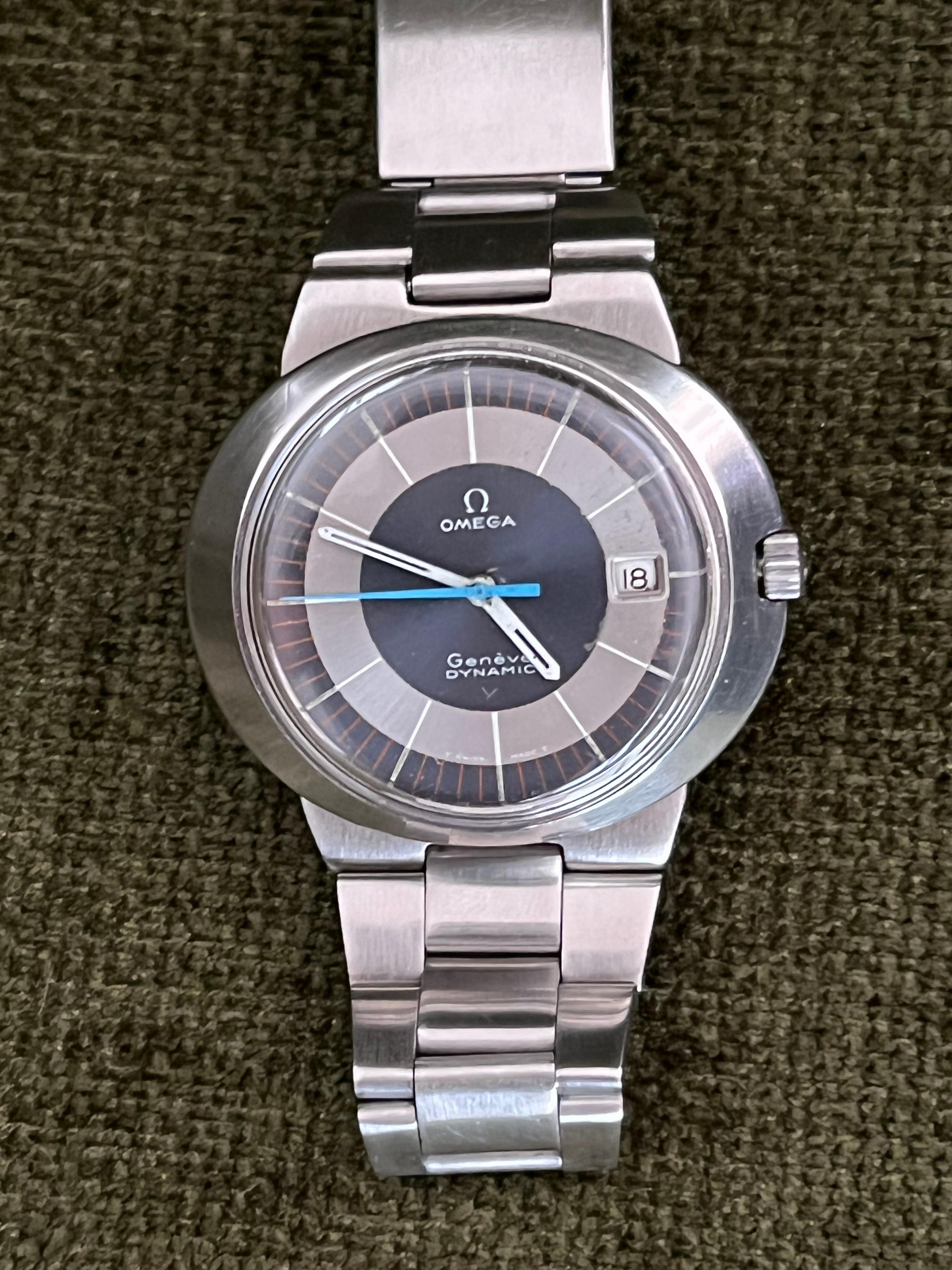 Not many watches on the market can match the simple but unique look of the incredibly coveted Omega Dynamic. This timepiece features a beautiful oval stainless steel case that measures approximately 42mm (case to crown) x 11mm (high). It has a
