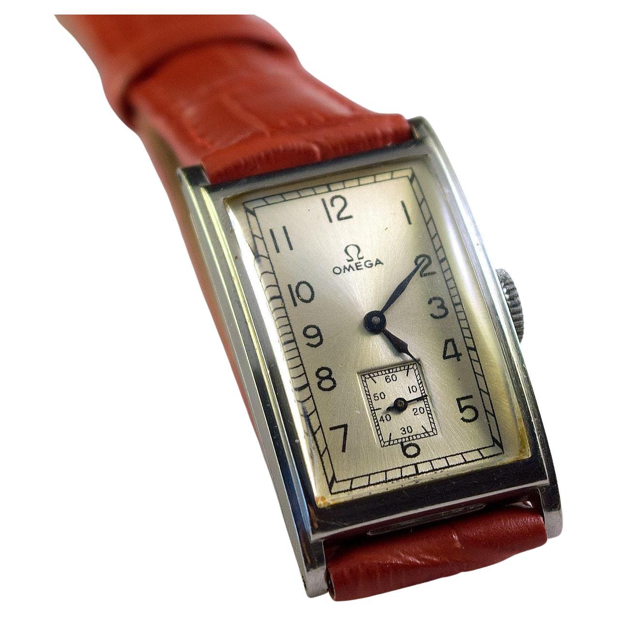 Omega Extremely Rare and Stylish Curvex Rectangular Watch For Sale