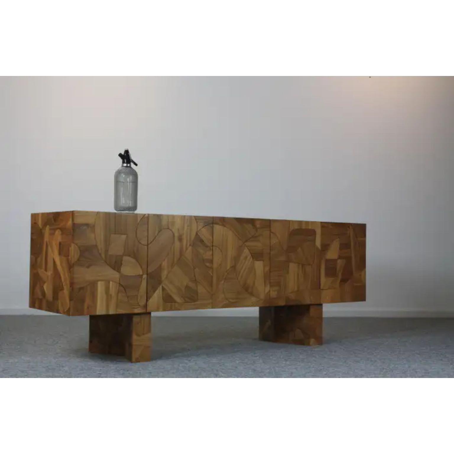 Belgian Omega Full Wooden Pach Acacia 5D Cabinet by Brutalist Be For Sale