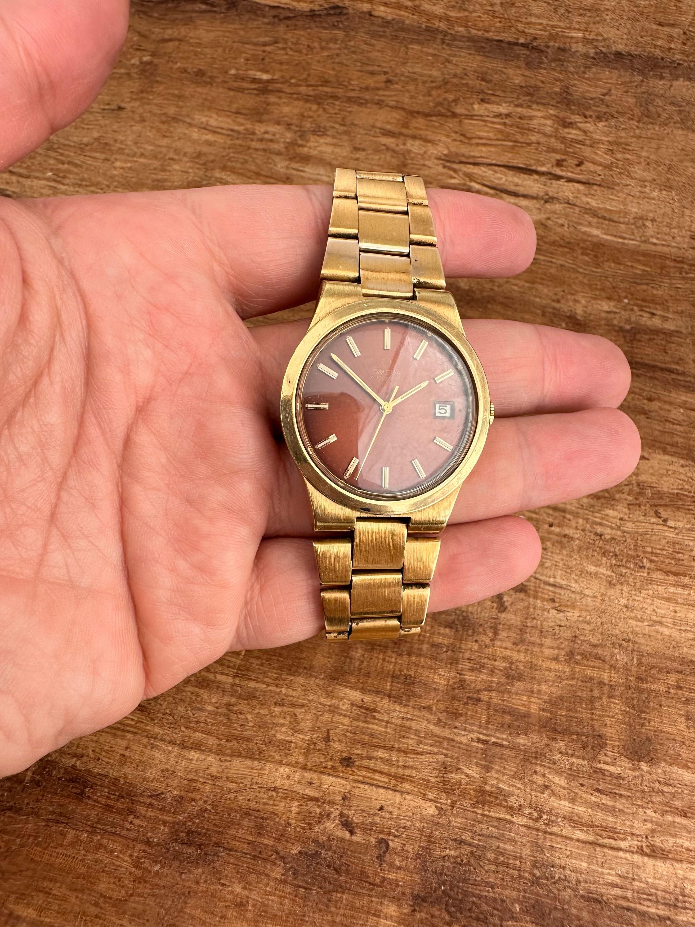 Omega Genève automatico placcato oro Ref 1660174 - 3660833 rosso scuro bordeaux di in vendita 3