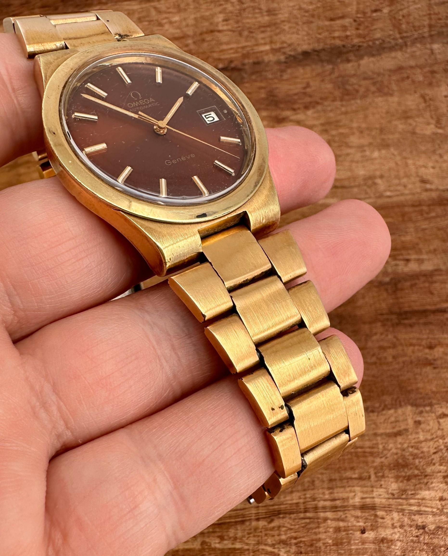 Omega Genève automatico placcato oro Ref 1660174 - 3660833 rosso scuro bordeaux di in vendita 5