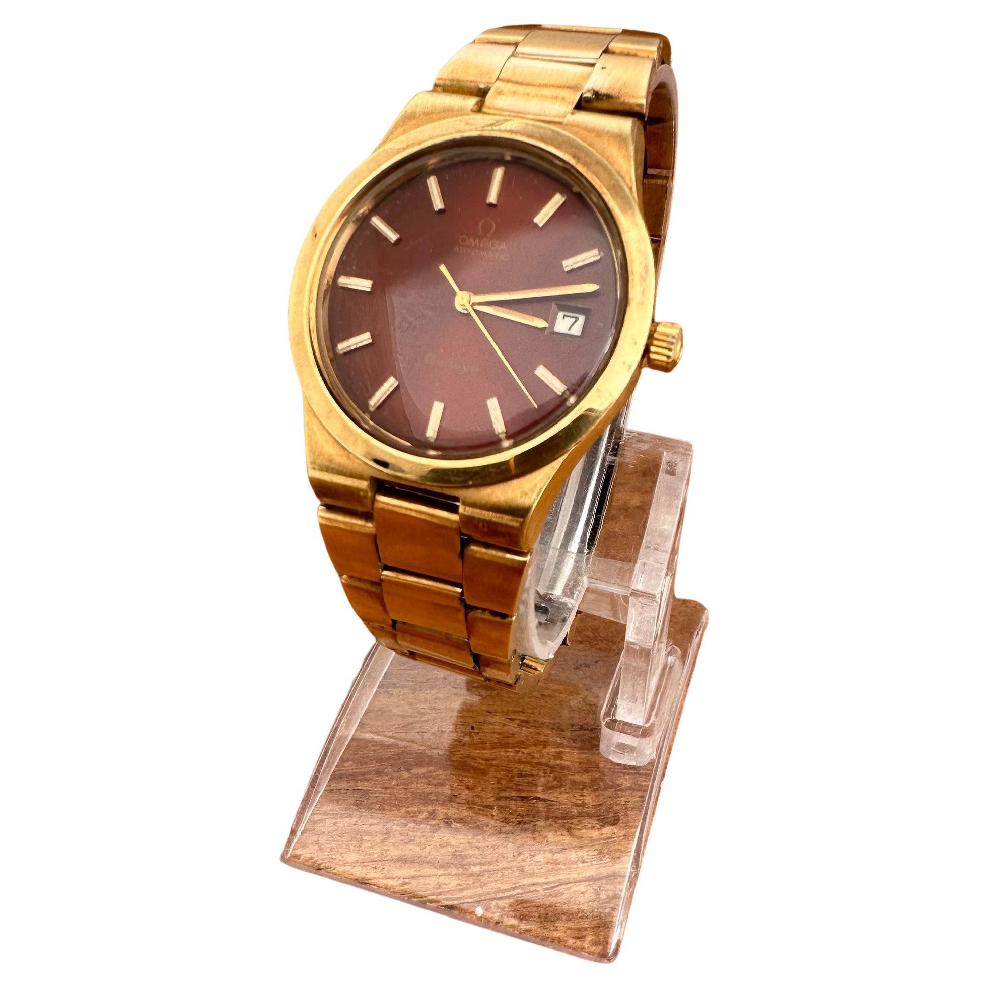 Omega Genève automatico placcato oro Ref 1660174 - 3660833 rosso scuro bordeaux di in vendita