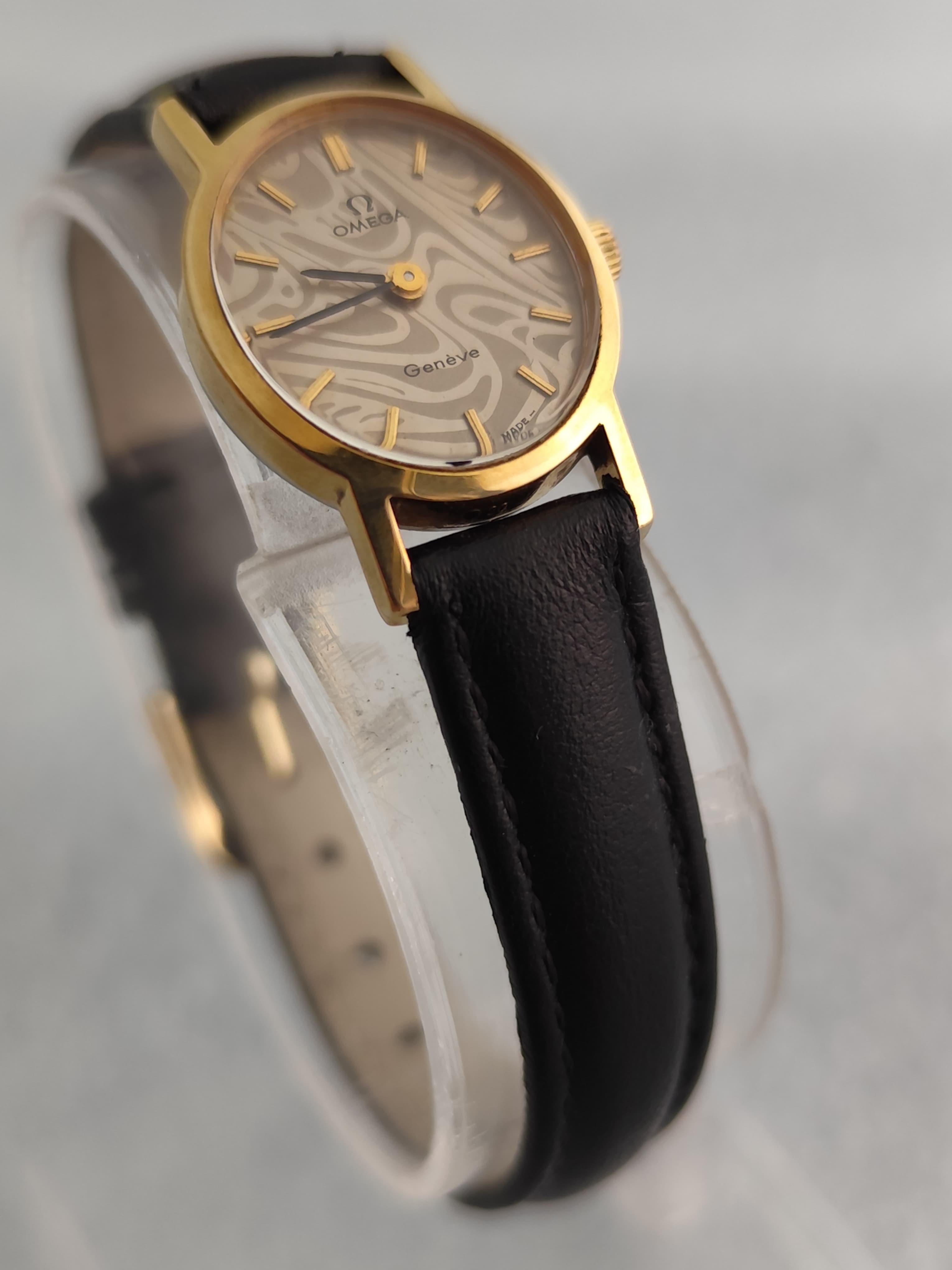 Omega Genève Rare Gold Marble Dial Ref 5110411 Cal.620 Manual Winding Ladies Wa For Sale 6