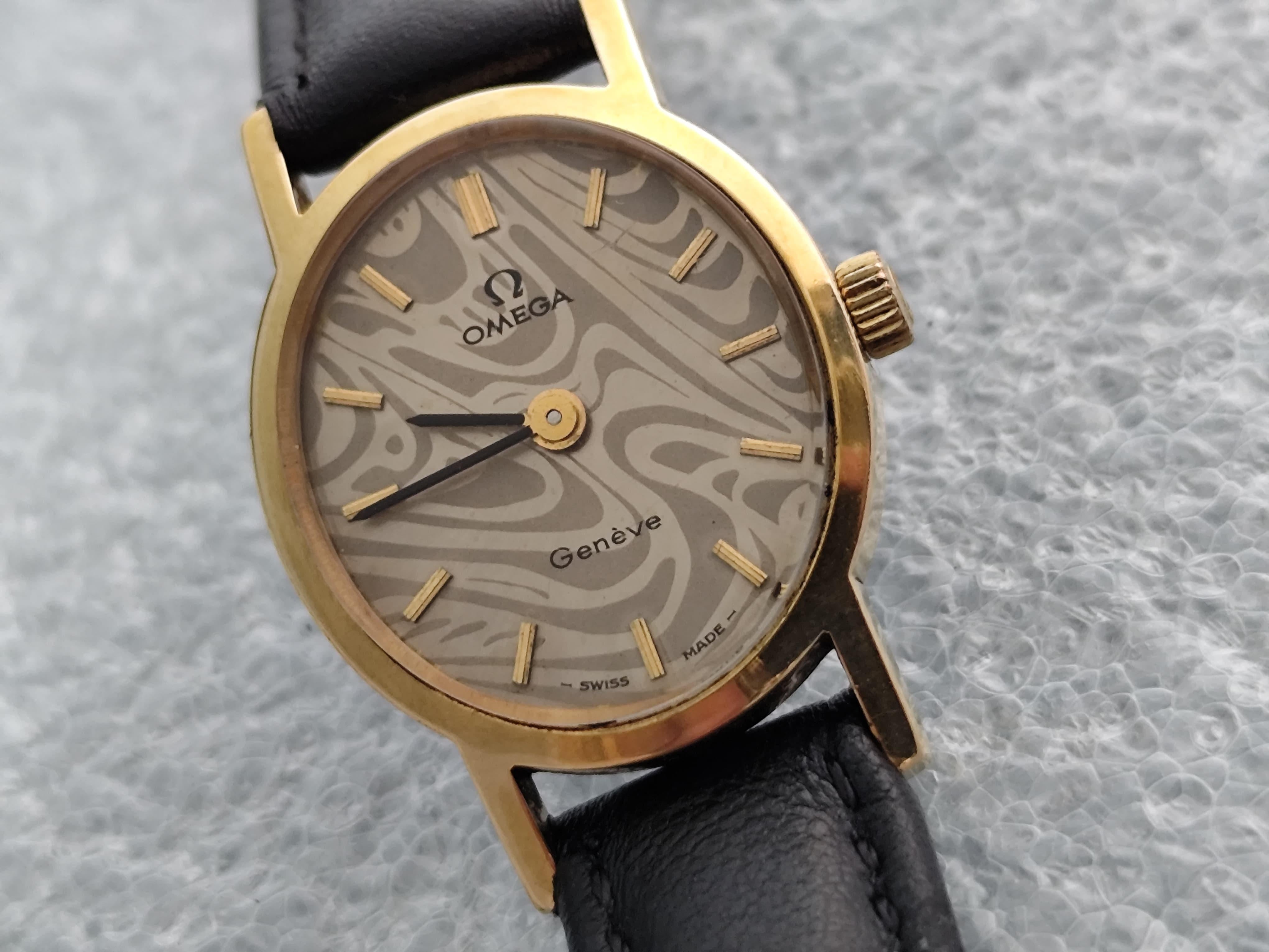 Omega Genève Rare Gold Marble Dial Ref 5110411 Cal.620 Manual Winding Ladies Wa For Sale 3