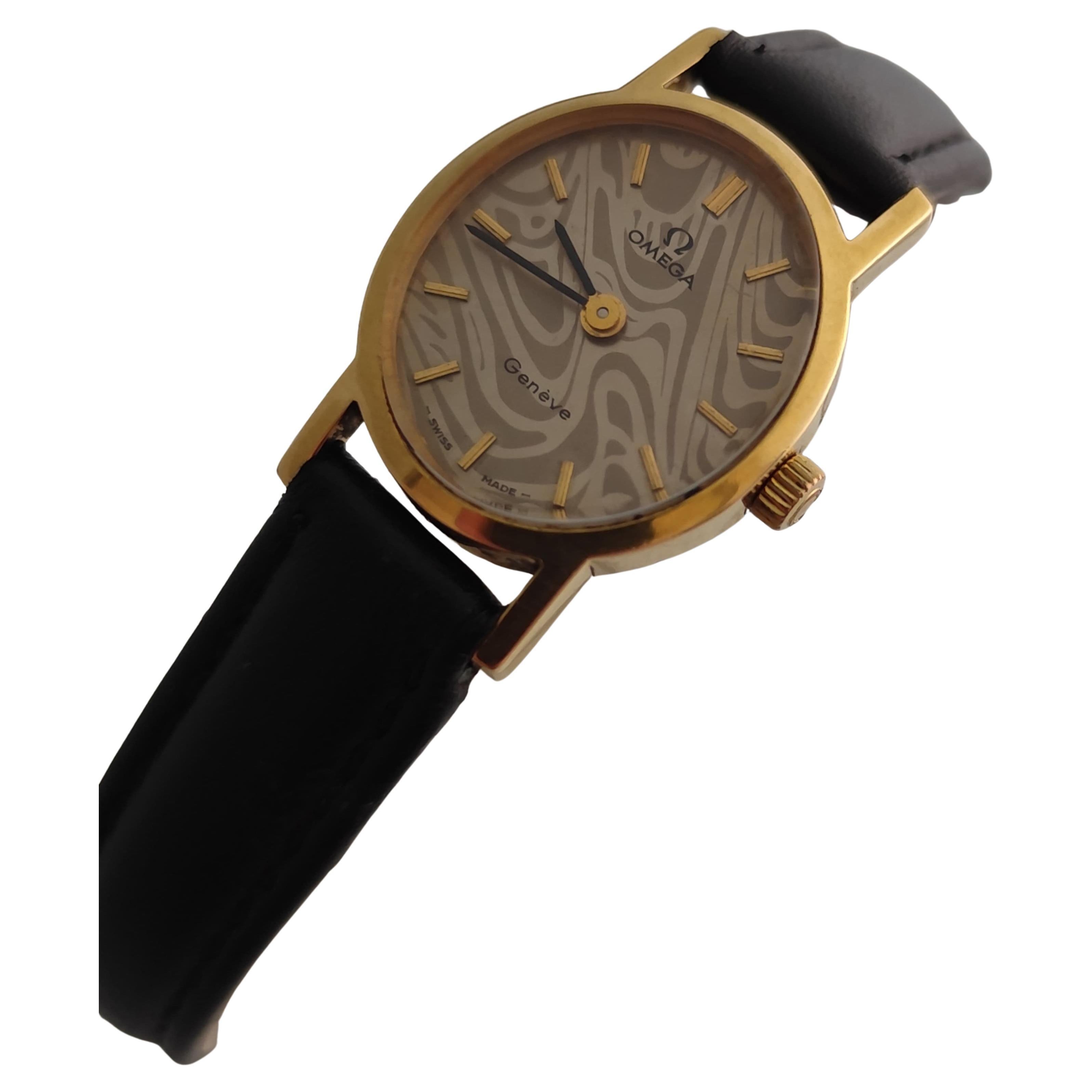 Omega Genève Rare Gold Marble Dial Ref 5110411 Cal.620 Manual Winding Ladies Wa For Sale