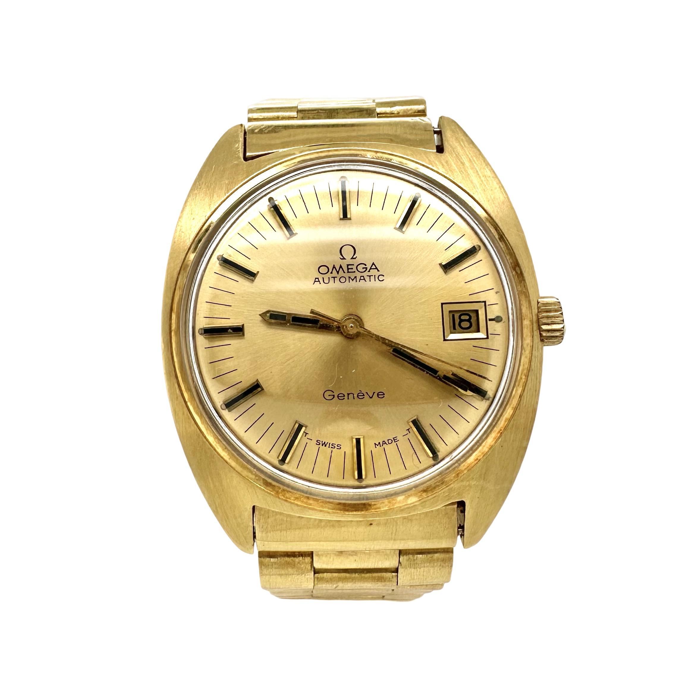 Omega Geneve Seamaster Yellow Gold Watch, Vintage For Sale 3