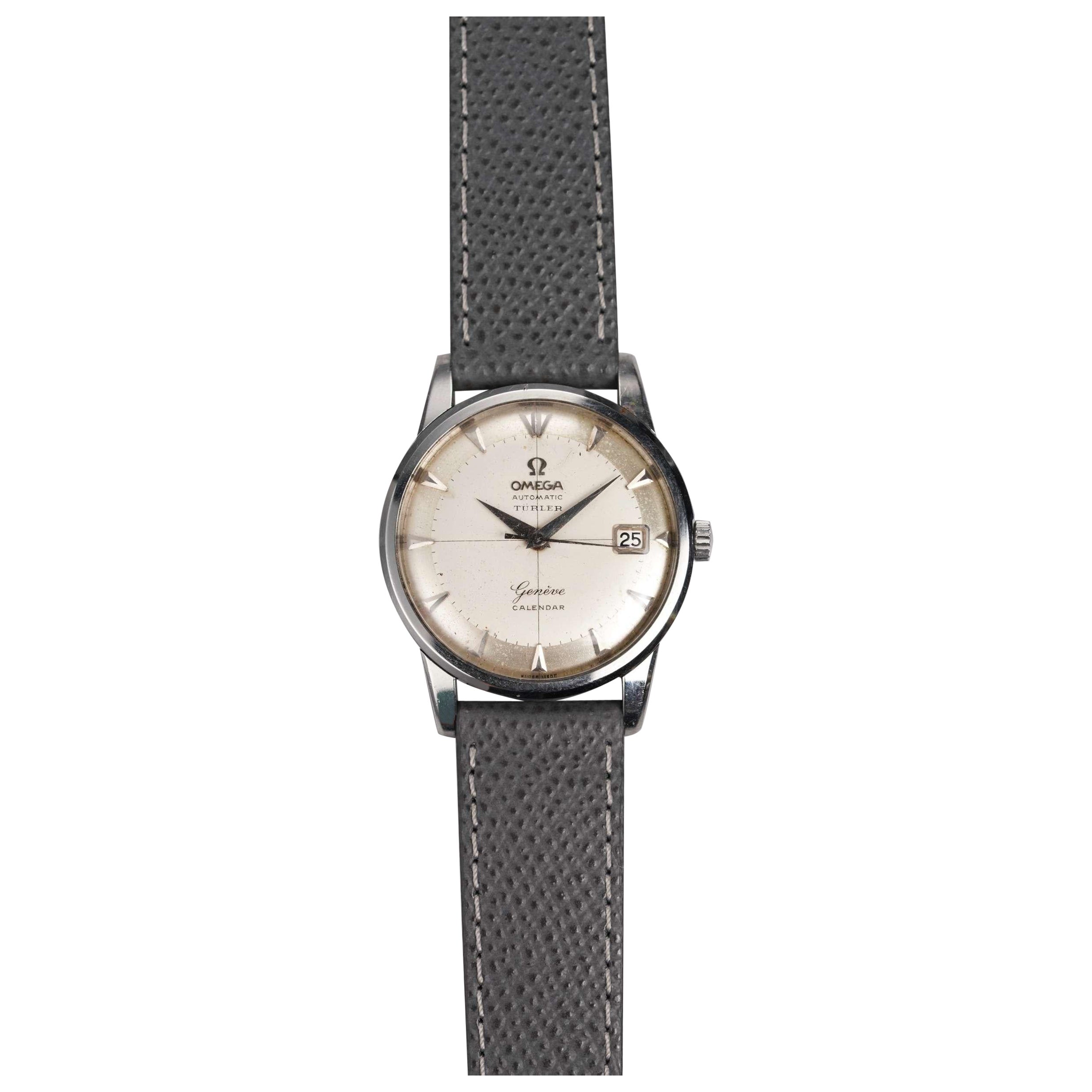 Reloj Omega Geneve Turler Estampado en caja de acero, años 60