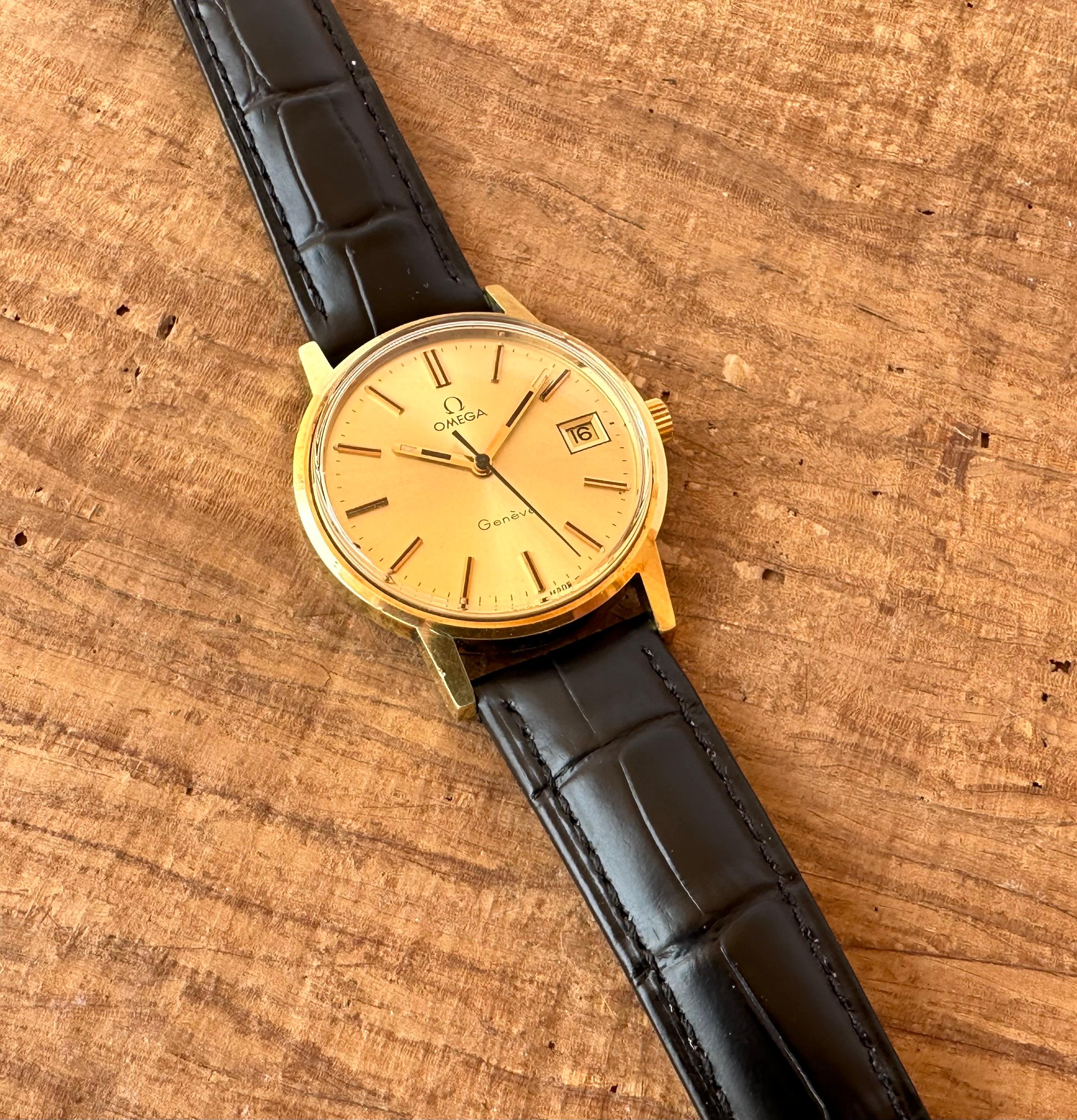 Omega Genève vintage 1968 cal 613 Vergoldete Dress Watch im Zustand „Gut“ in Toronto, CA