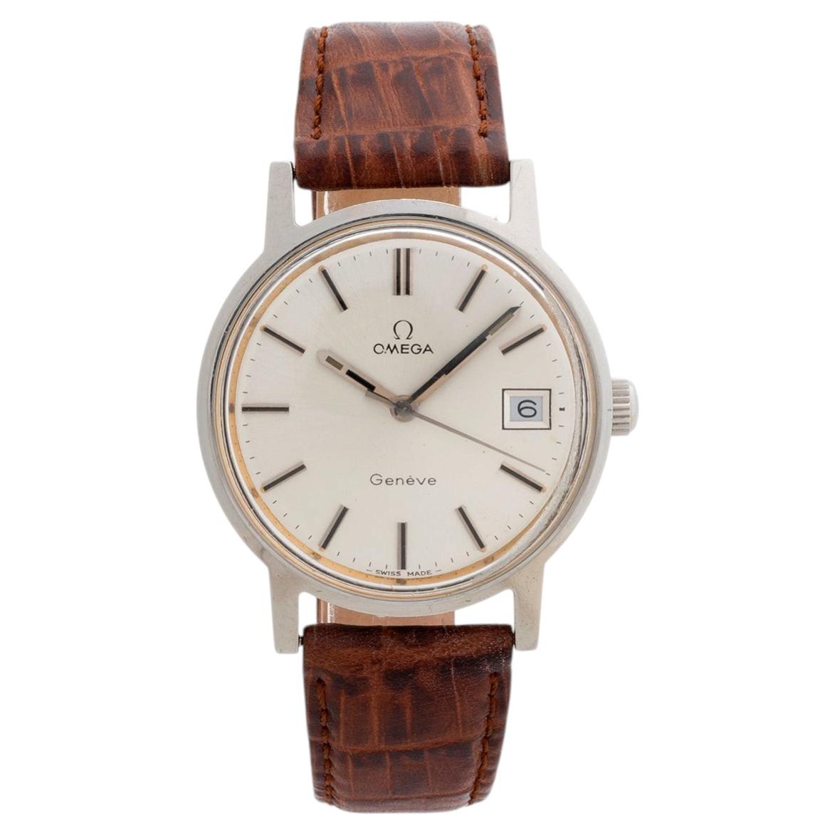 Omega Genf mit Datumsanzeige, Ref. 1360098, 35 mm, Edelstahl, um 1976 im Angebot