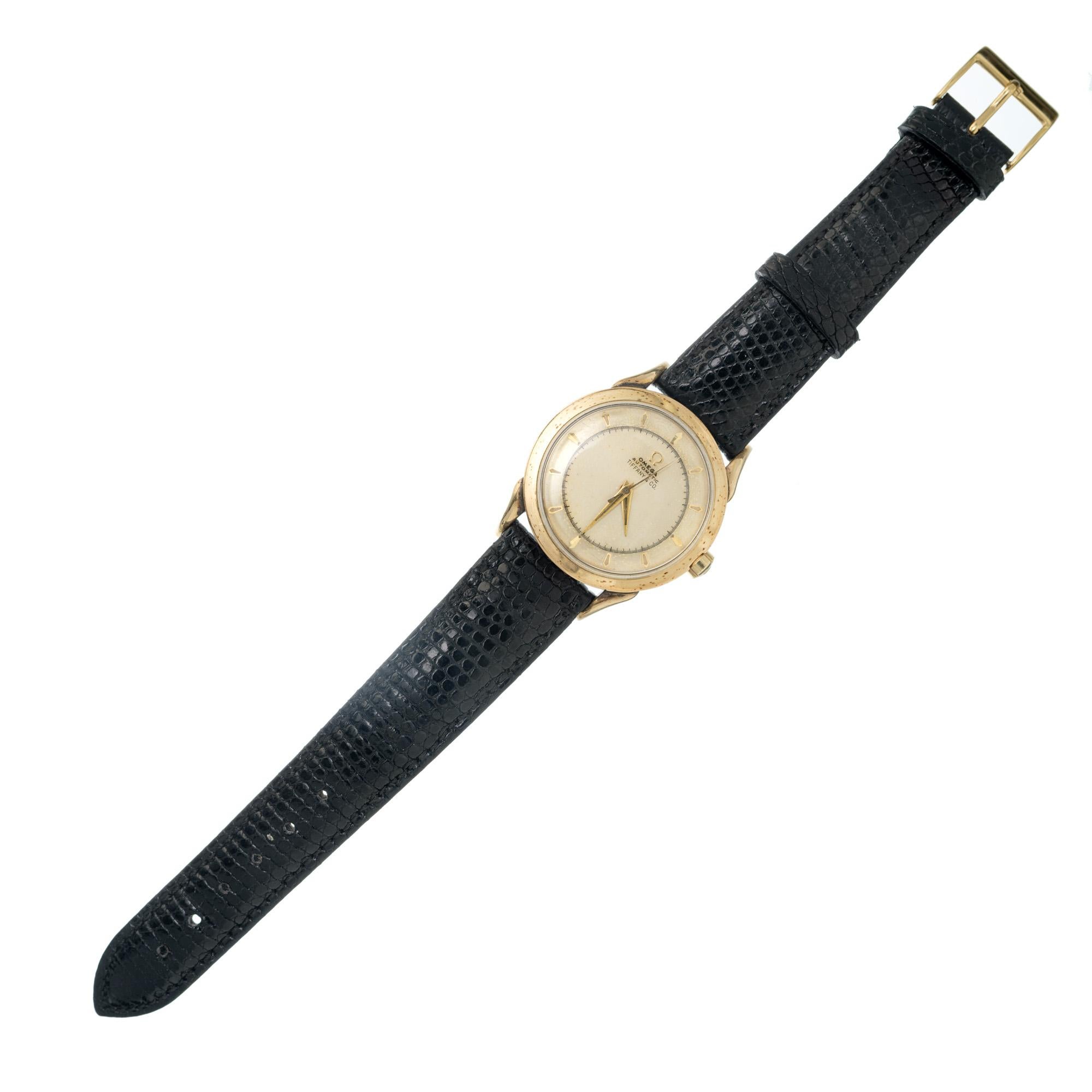 Omega Vergoldete Tiffany & Co Edelstahl Gold Automatik-Armbanduhr im Angebot 1