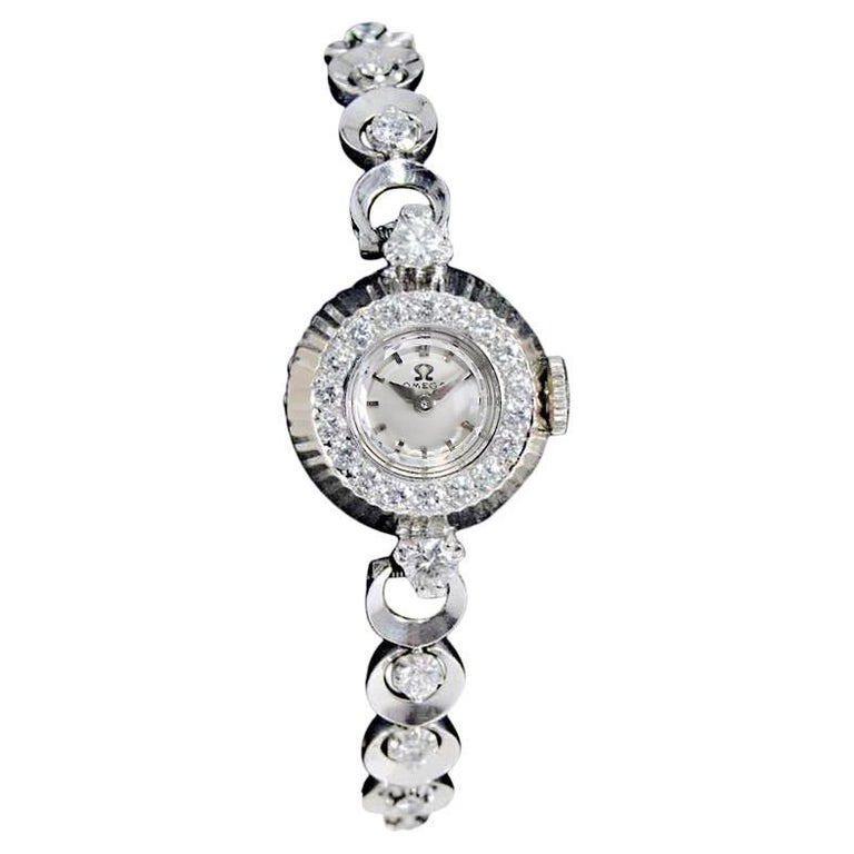 Omega Gold and Platinum Ladies Bracelet Watch, circa 1950s at 1stDibs