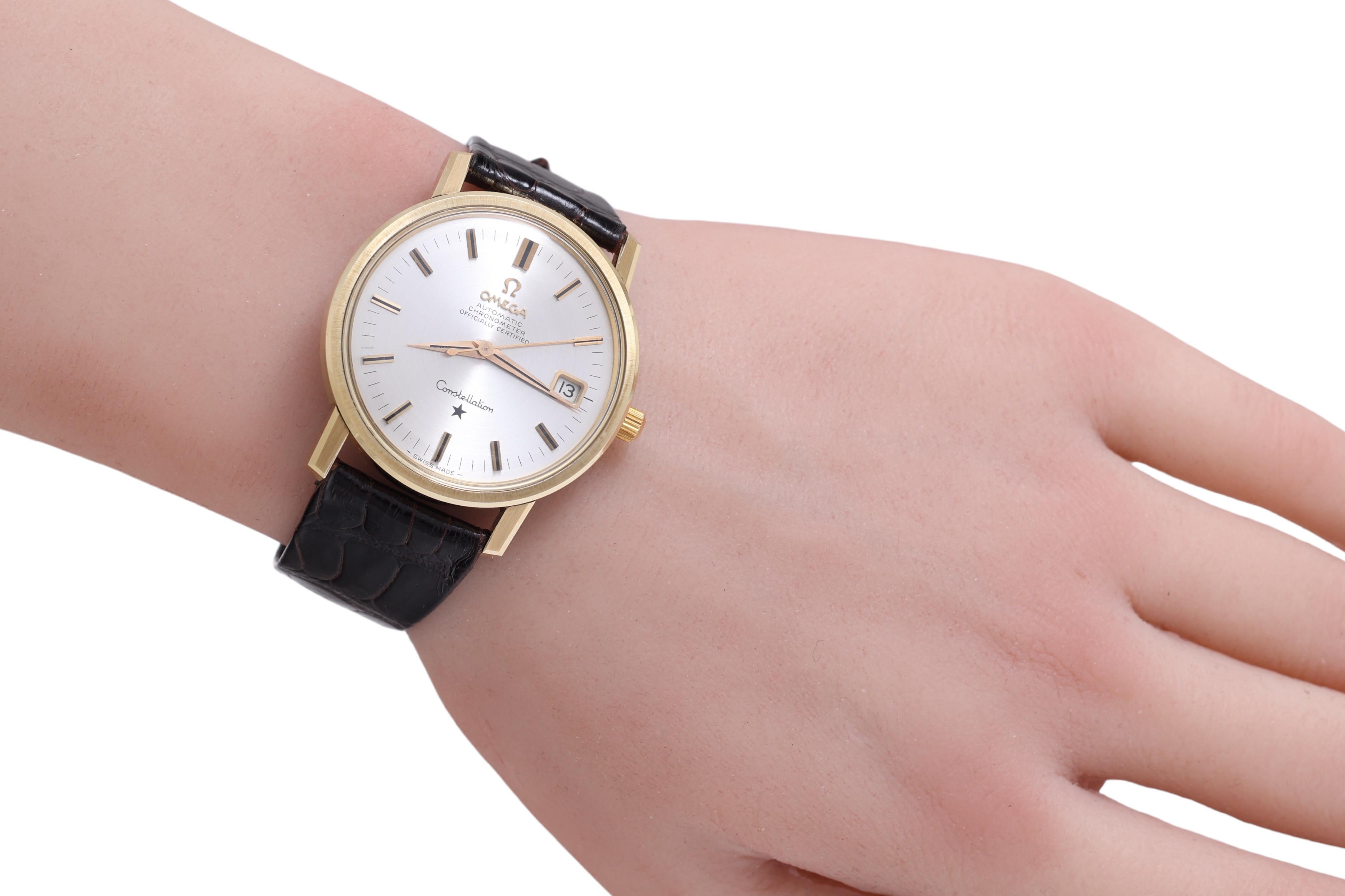 Omega Gold Cap Constellation Wrist Watch Ref 168.018 Chronometer Certified 5