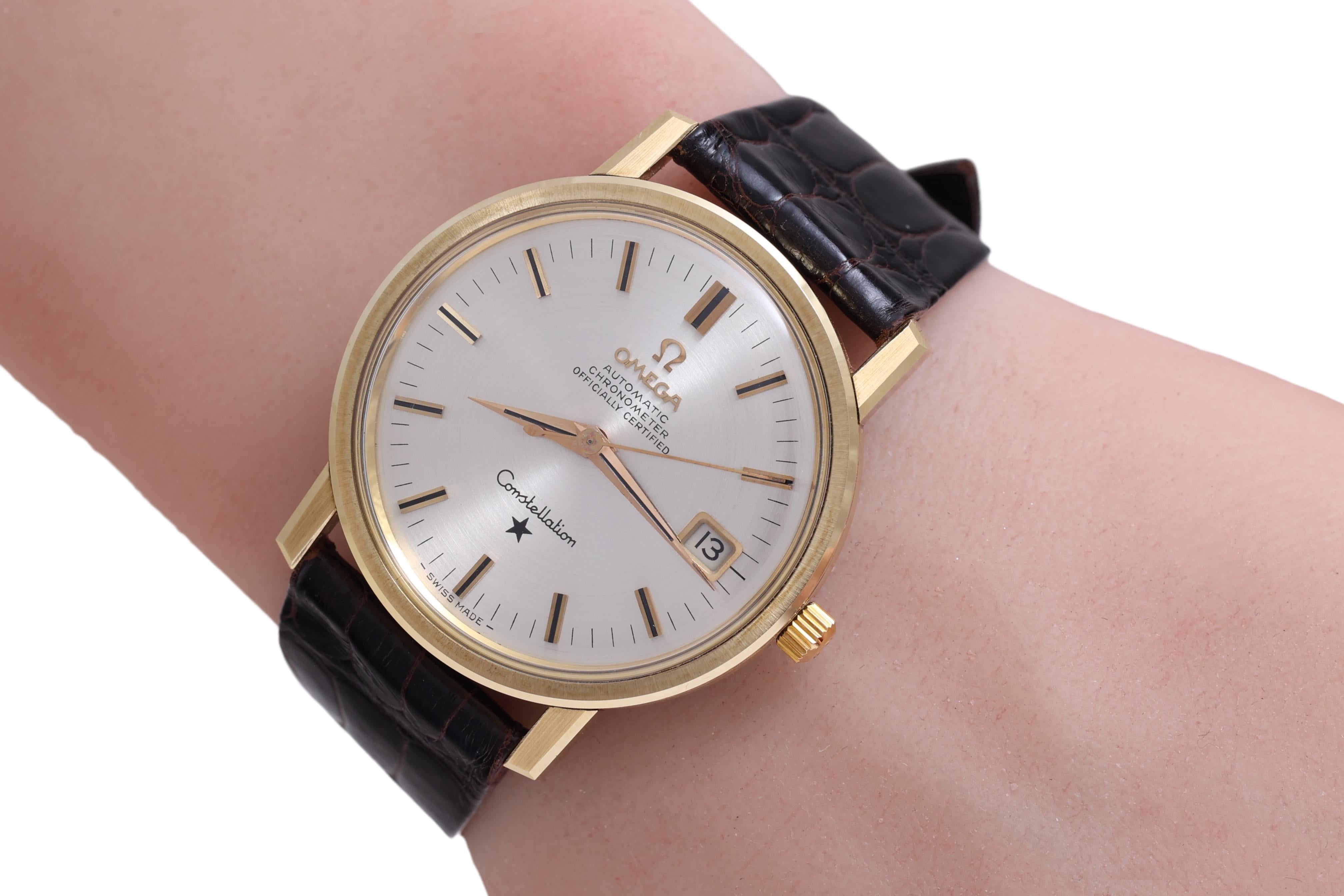 Omega Gold Cap Constellation Wrist Watch Ref 168.018 Chronometer Certified 6