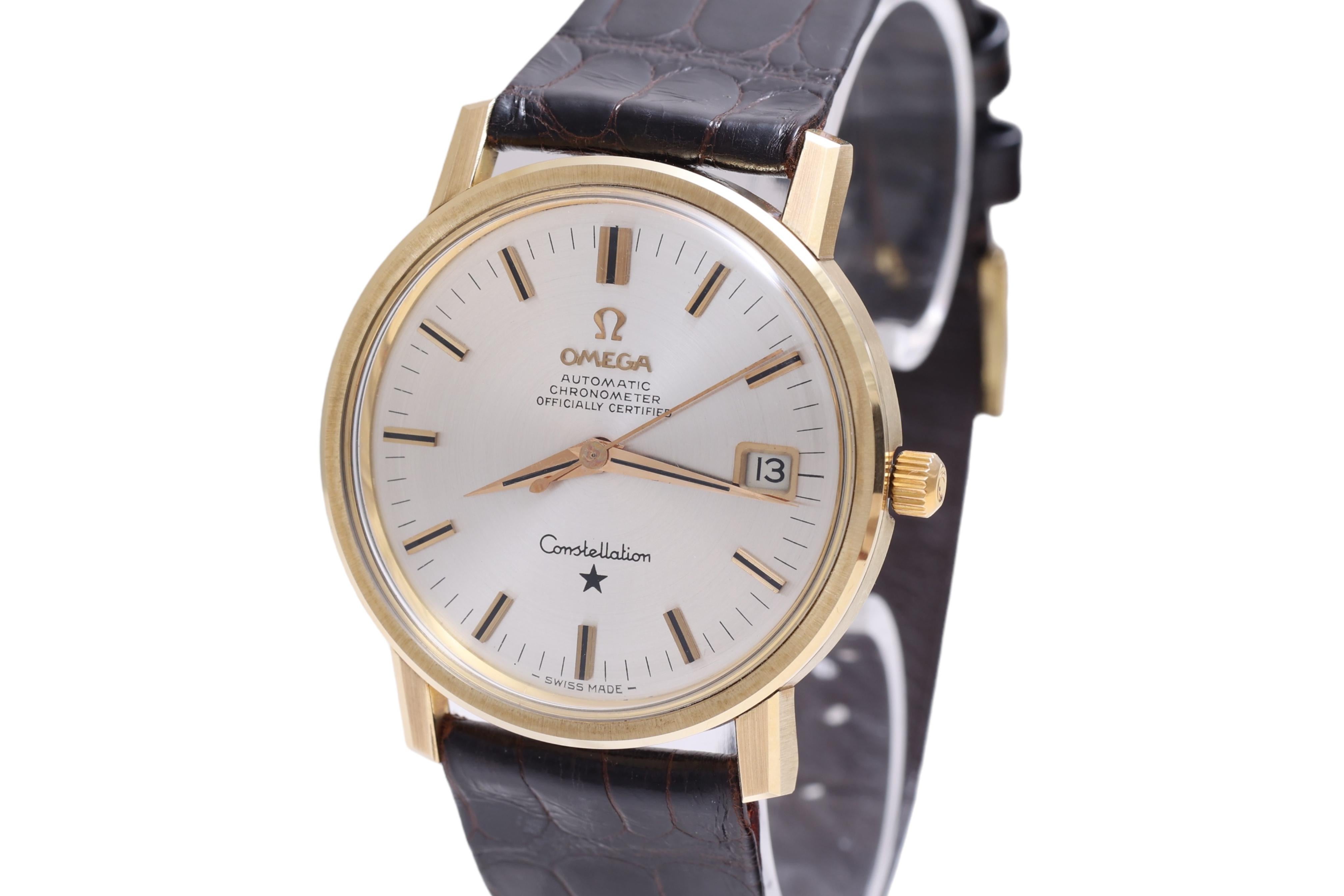 Artisan Omega Gold Cap Constellation Wrist Watch Ref 168.018 Chronometer Certified