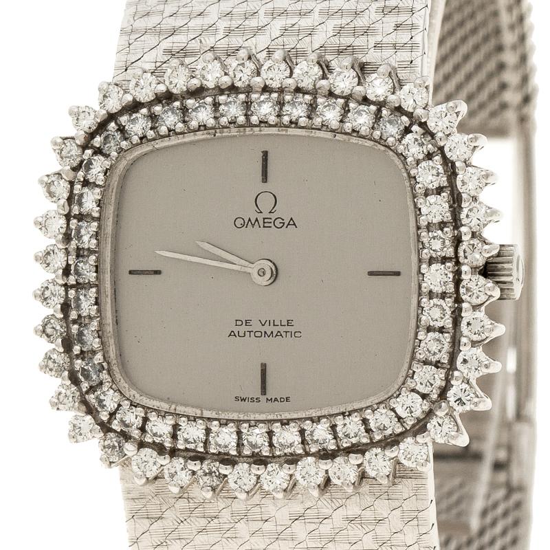 Contemporary Omega Grey 18K White Gold De Ville Women's Wristwatch 40 mm