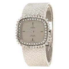 Omega Grey 18K White Gold De Ville Women's Wristwatch 40 mm