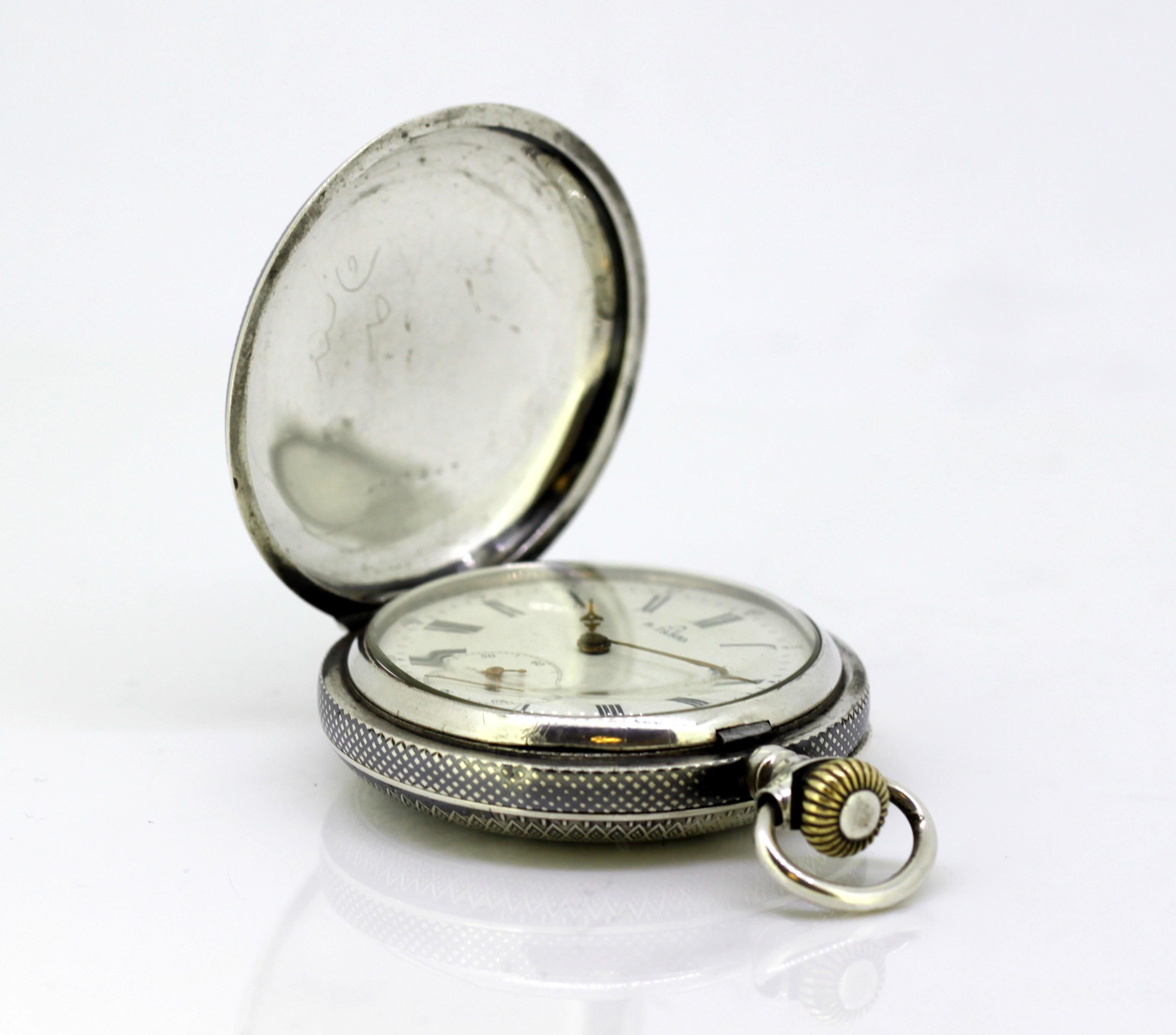 Omega, Gurzelen Silver Nielo Pocketwatch Russian Retailer, Switzerland, 1895 3