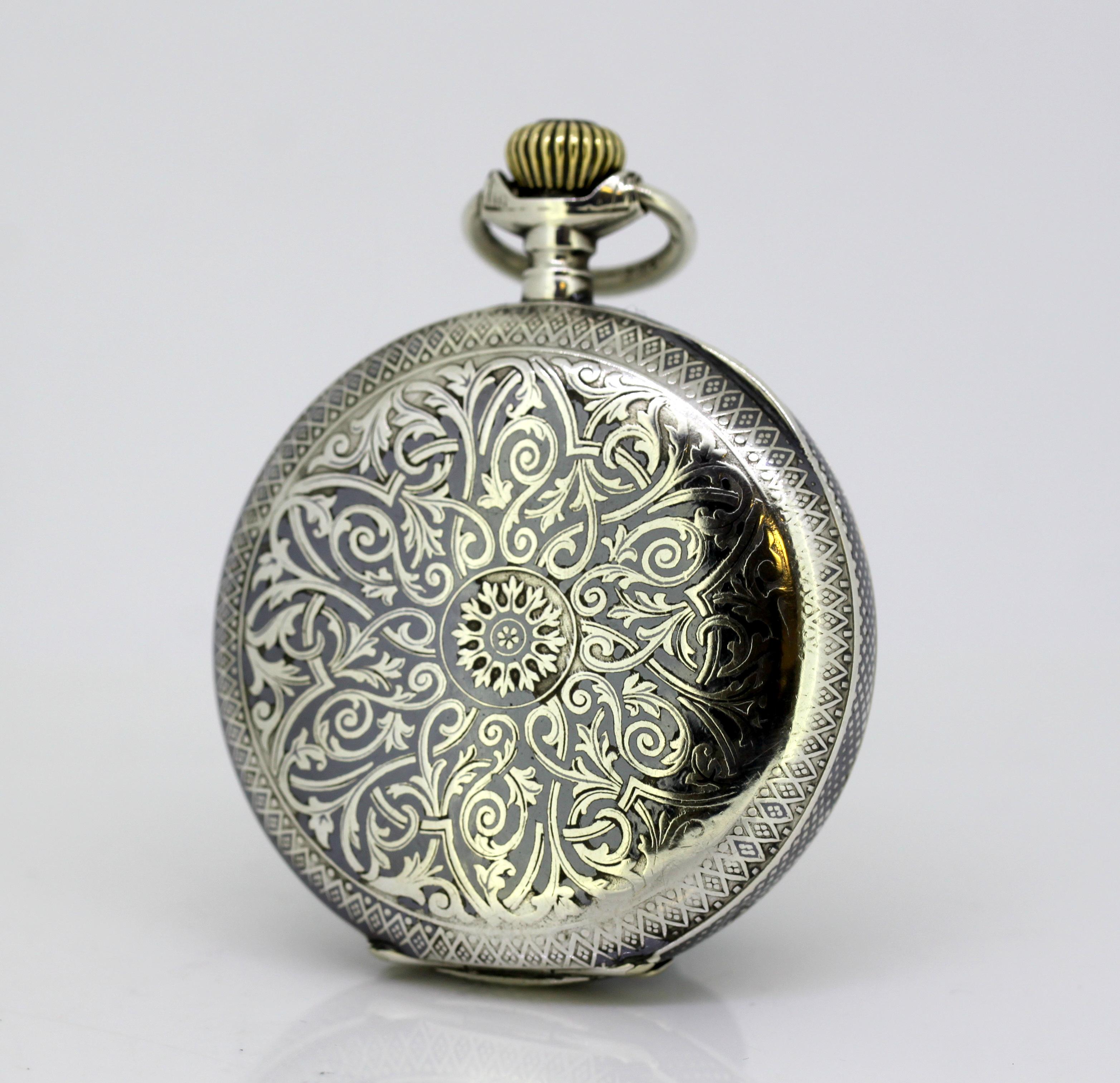 Antique silver nielo Omega pocket watch, retailed by Gurzelen pocket watch for  Omega, movement ( stamped on movement and on face), and Russian retailer (also stamped on face).
Made in Switzerland Circa 1895.
Fully hallmarked 875 silver

Pocket