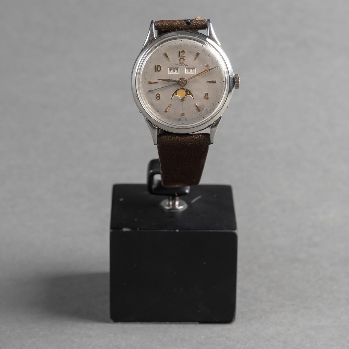 Mid-20th Century Omega Jumbo Triple Date Moonphase Cosmic Vintage Watch 1952 For Sale