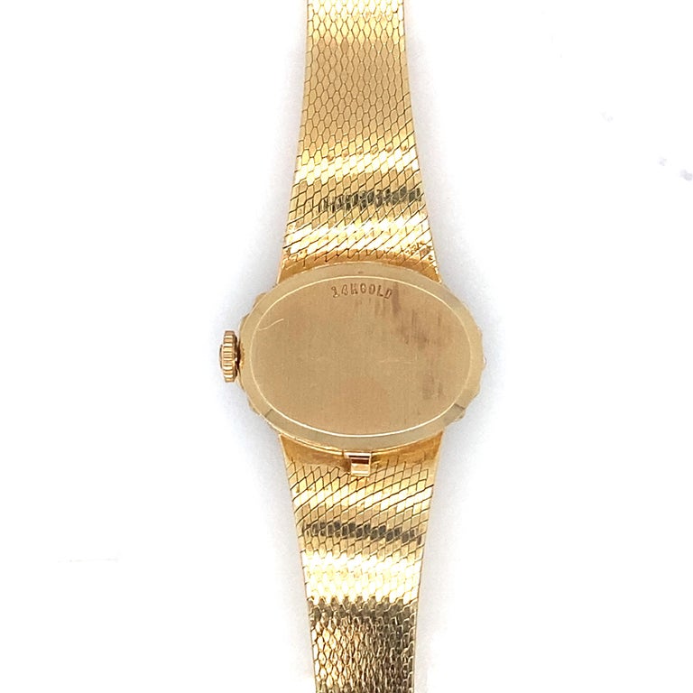 Omega Ladies 14 Karat Yellow Gold Watch with Diamonds For Sale at
