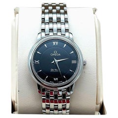 Used Omega Ladies 424.10.27.60.01.001 De Ville Prestige Black Dial Steel Box Paper