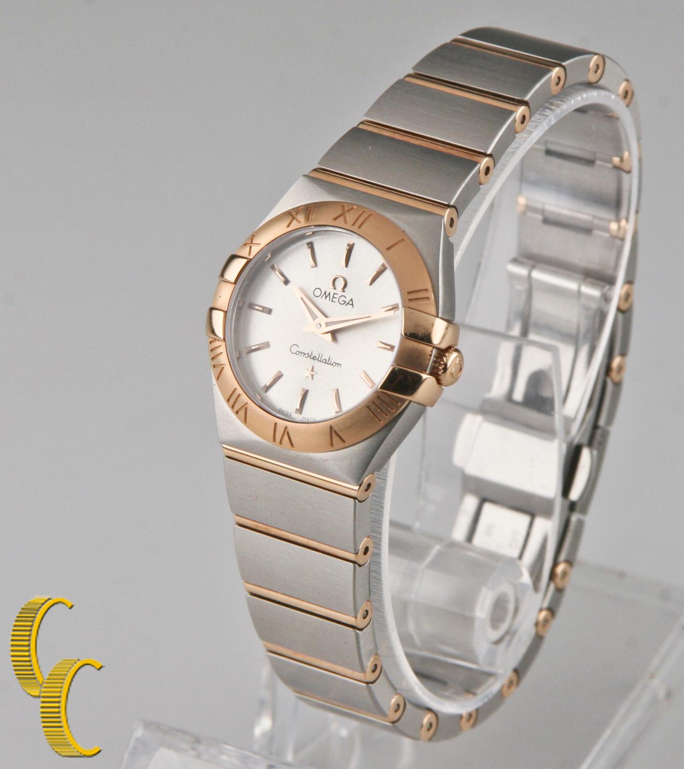 Omega Ladies Constellation 18 Karat Rose Gold and Stainless Steel Quartz Watch In Good Condition In Sherman Oaks, CA