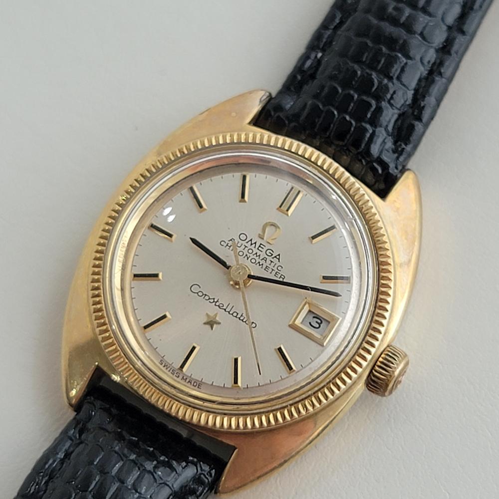 Omega Ladies Constellation 568.011 Gold Capped Date Automatic 1960s Swiss RA408 In Excellent Condition In Beverly Hills, CA
