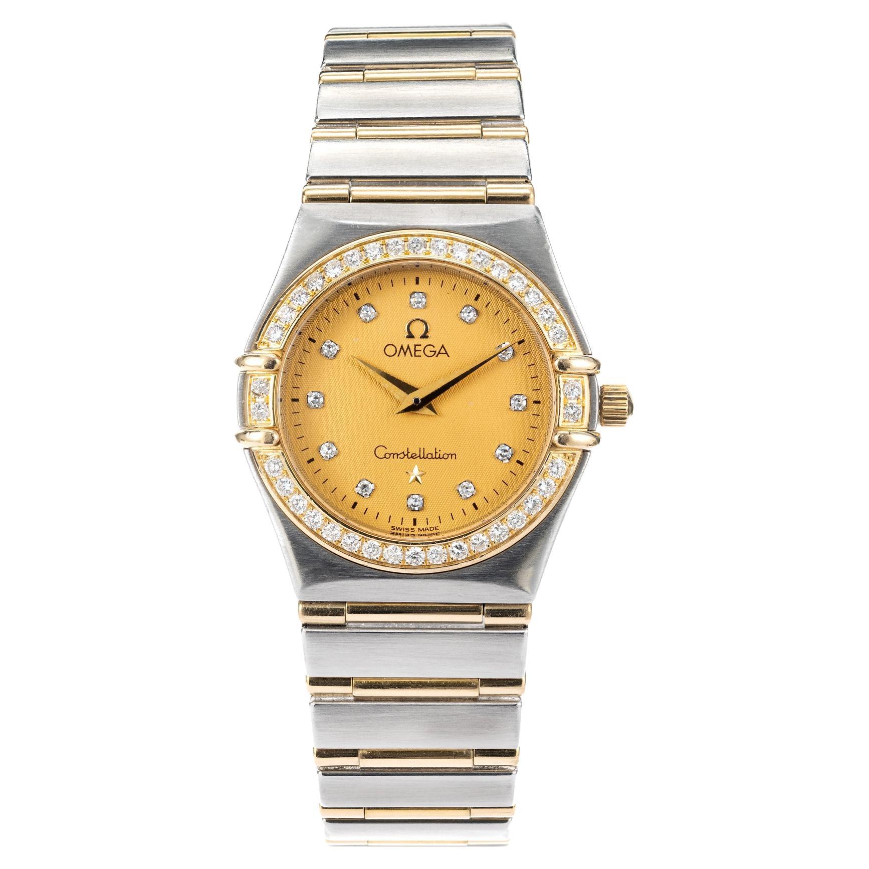 Omega Ladies Constellation Diamond Yellow Gold Stainless Steel Wristwatch