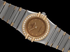 Omega Ladies Constellation Manhattan 18K Gold, Steel & Factory Set Diamond Watch