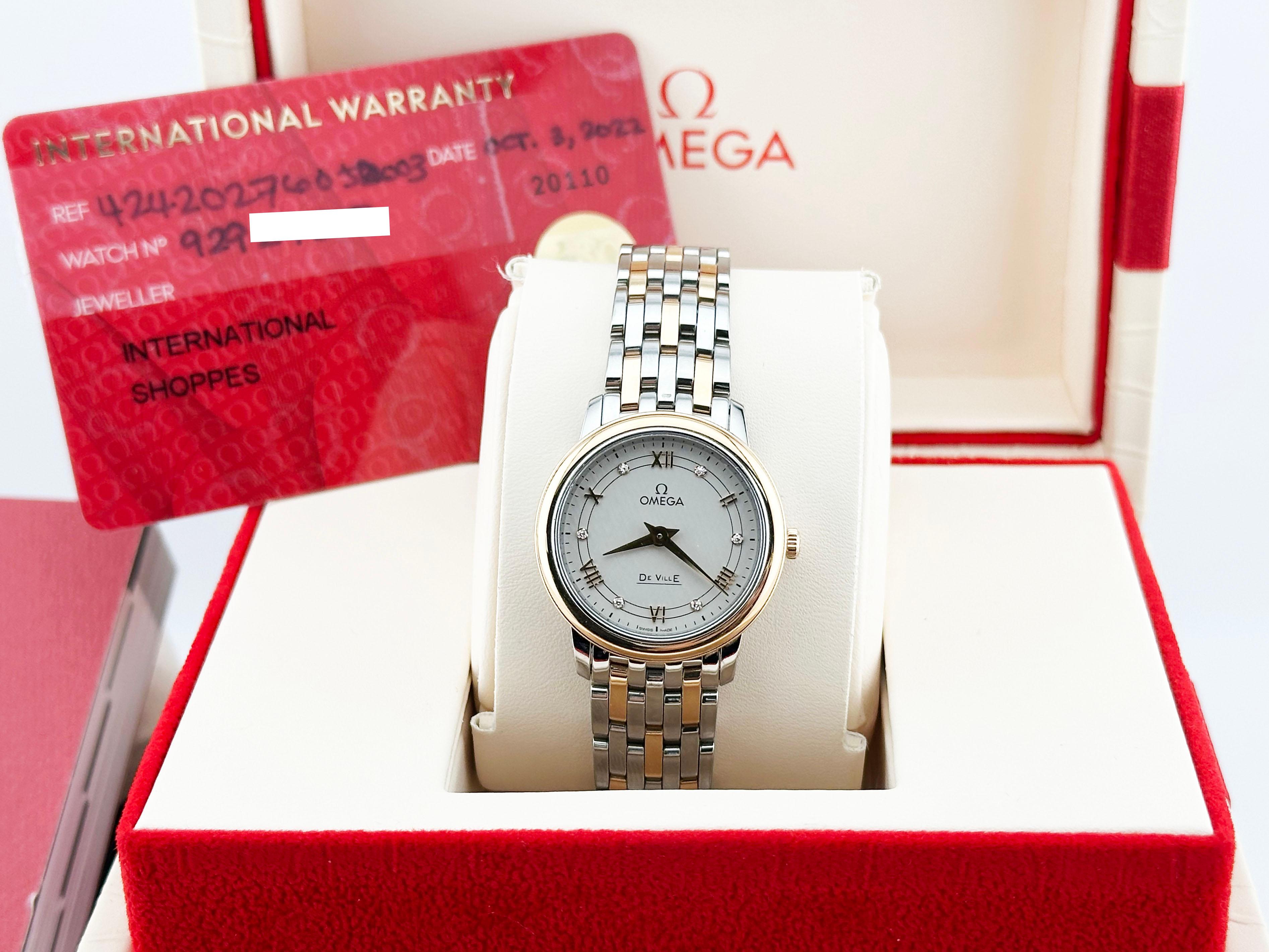 Omega Donna De Ville Prestige 424.20.27.60.52.003 Oro Rosa 18K Acciaio Scatola di carta In condizioni ottime in vendita a San Diego, CA