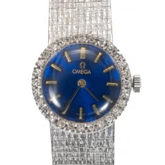 Omega Ladies Diamond Bezel White Gold Wristwatch