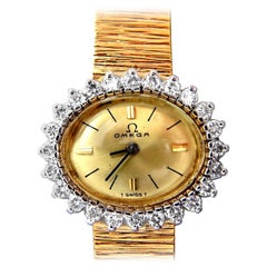 Vintage Omega Ladies Diamond Watch 14 Karat, 1.00 Carat Diamonds