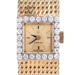 Omega Ladies Diamond Yellow Gold Wristwatch