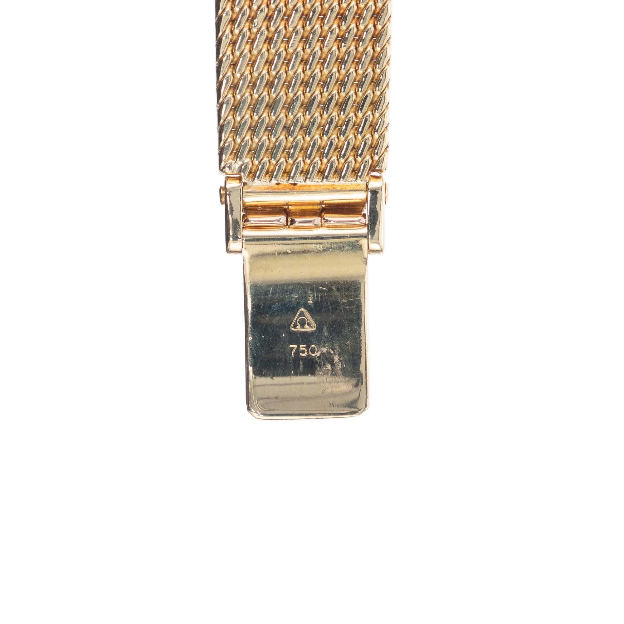 Omega Ladies Diamond Yellow Gold Wristwatch For Sale 1
