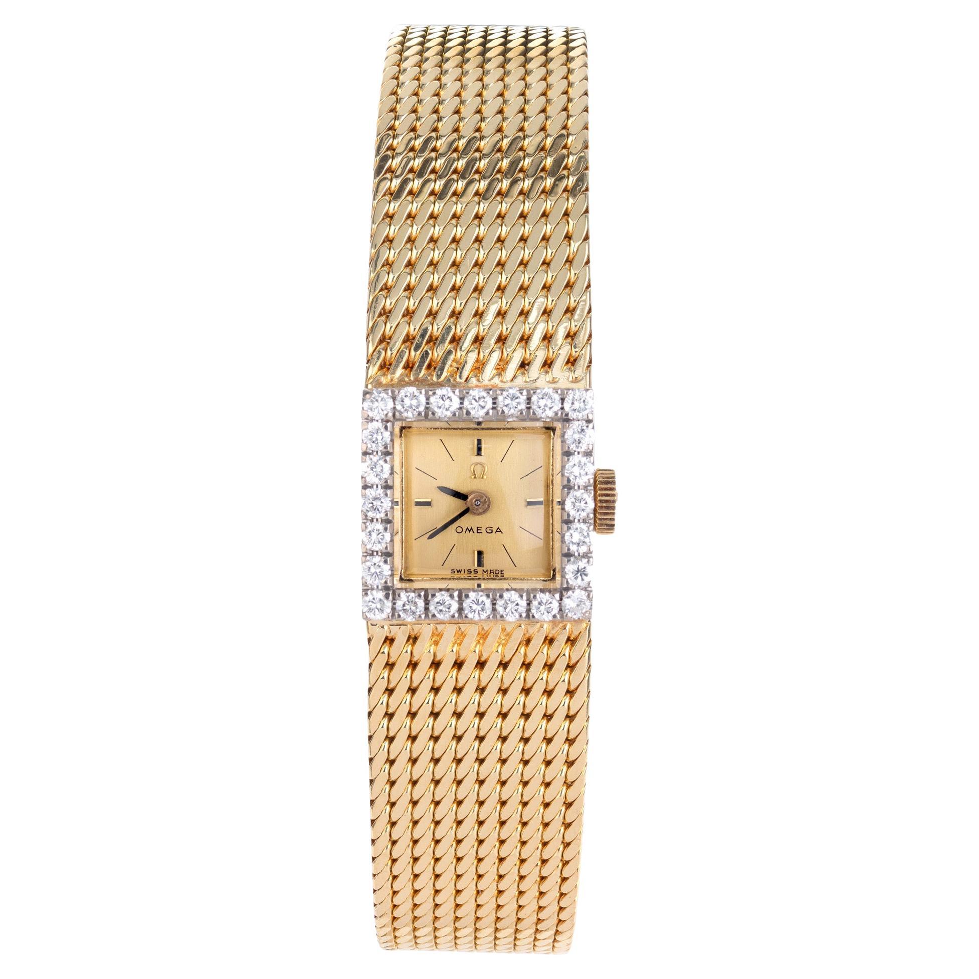 Omega Ladies Diamond Yellow Gold Wristwatch